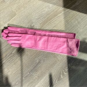 Pink leather gloves